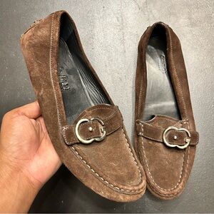 Gucci Chocolate Suede Buckle Loafers
